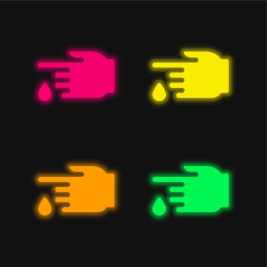 Kan dört renk parlayan neon vektör simgesi