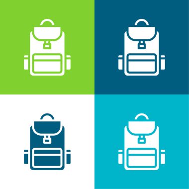 Sırt çantası Düz 4 renk minimal simgesi seti