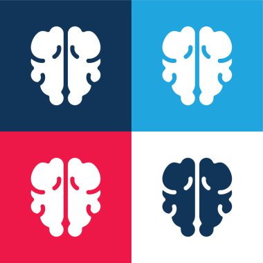 Beyin mavisi ve kırmızı dört renk minimal simge kümesi