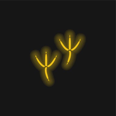 Bird Pawprints yellow glowing neon icon clipart