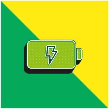 Pil Yeşil ve Sarı modern 3D vektör simgesi logosu