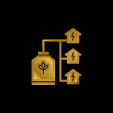 Bio Energy gold plated metalic icon or logo vector clipart
