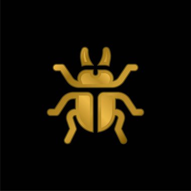 Beetle gold plated metalic icon or logo vector clipart