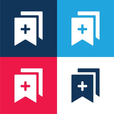 Yer imleri mavi ve kırmızı dört renk minimal simgesi seti ekle