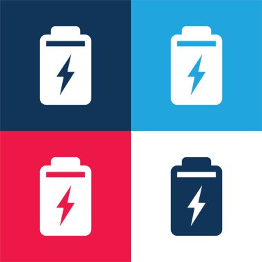 Pil mavi ve kırmızı dört renk minimal simge kümesi