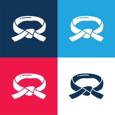 Black Belt blue and red four color minimal icon set clipart