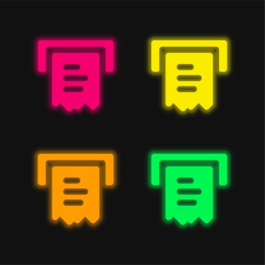 Dört renkli parlak neon vektör simgesi
