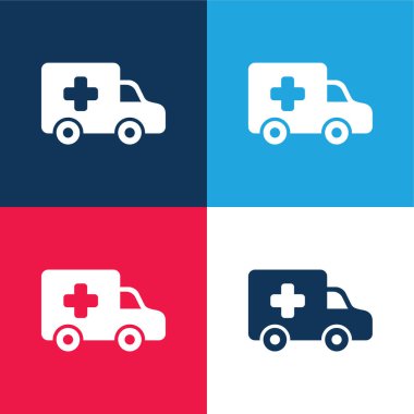 Ambulans Tarafı Görünümü Mavi ve Kırmızı Minimum Renk Simgesi