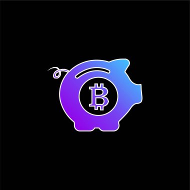 Bitcoin Güvenli Domuz Mavi Gradyan vektör simgesi