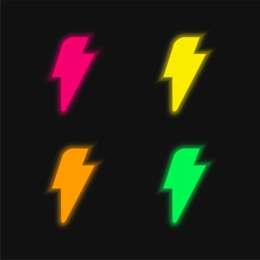 Black Lightning four color glowing neon vector icon clipart