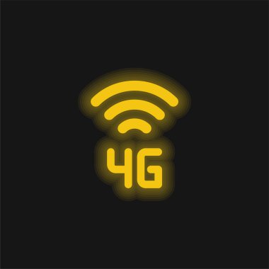 4g yellow glowing neon icon clipart