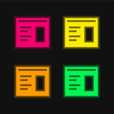 Parlayan dört renk neon vektör simgesini blogla
