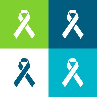 Farkındalık Kurdelesi Düz 4 renk simgesi seti