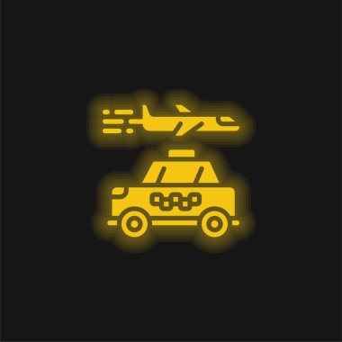 Havalimanı sarı parlak neon simgesi