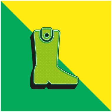 Çizme Yeşil ve Sarı Modern 3D vektör simgesi logosu
