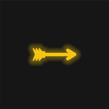 Sarı ok parlayan neon simgesi