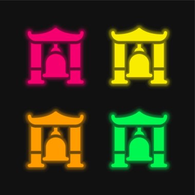 Bell four color glowing neon vector icon clipart
