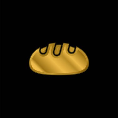 Ekmek altın kaplama metalik simge veya logo vektörü