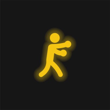 Boks sarı parlayan neon simgesi