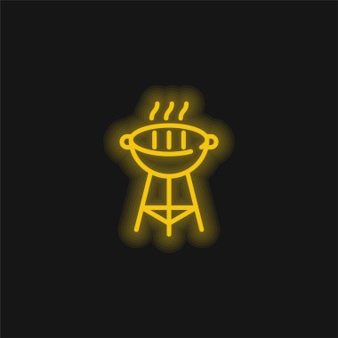 Barbekü Izgara Sarı Parlak Neon simgesi