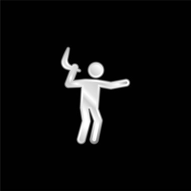 Bumerang gümüş kaplama metalik simge