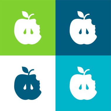 Apple Flat four color minimal icon set clipart