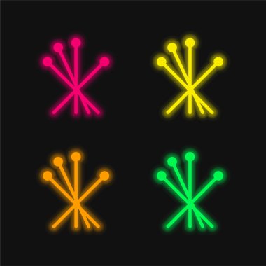 Akupunktur dört renk parlayan neon vektör simgesi