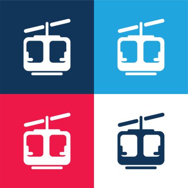 Aerial Lift blue and red four color minimal icon set clipart