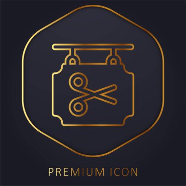 Berber dükkanı altın çizgi prim logosu veya simgesi