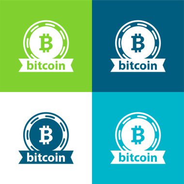 Bitcoin Amblemi Düz 4 renk minimal simgesi seti