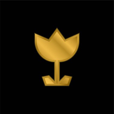 Açısal Çiçek altın kaplama metalik simge veya logo vektörü