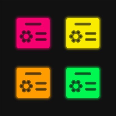 Doğum günü kartı dört renk parlayan neon vektör simgesi