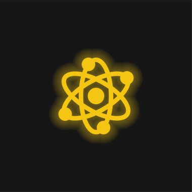 Atomlar sarı parlayan neon simgesi