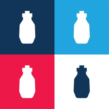 Şişe mavi ve kırmızı dört renk minimal simge kümesi