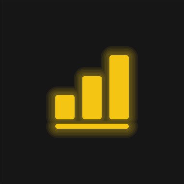 Çubuk Grafik sarı parlak neon simgesi