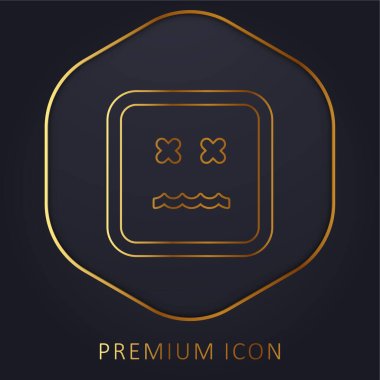 Annulled Emoticon Square Face golden line premium logo or icon clipart