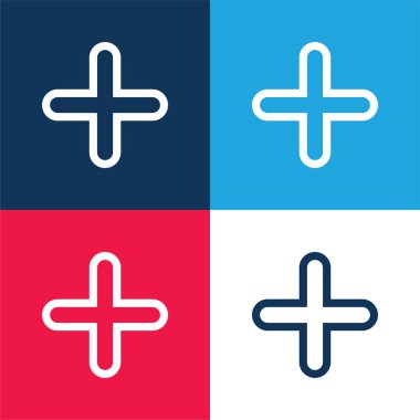 Çapraz Özelleştirilmiş Sembol mavi ve kırmızı dört renk minimal simgesi seti ekle