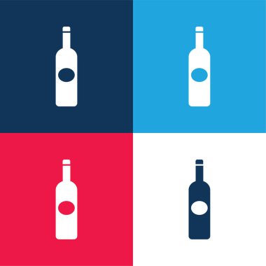 Şişe Koyu Büyük Şekil Oval Etiket mavi ve kırmızı en az dört renk simgesi ile