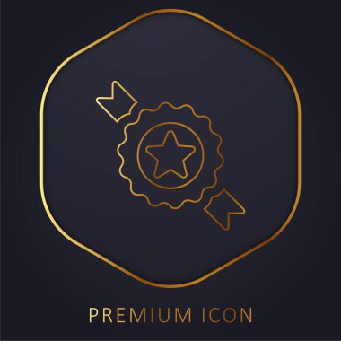Rozet altın çizgi prim logosu veya simgesi