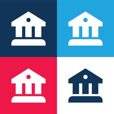 Mavi ve kırmızı dört renk minimal simge kümesi