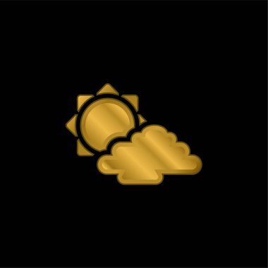 Big Sun And  Cloud gold plated metalic icon or logo vector clipart