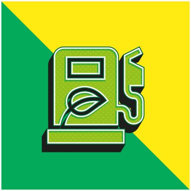 Biyoyakıt Yeşil ve sarı modern 3D vektör simgesi logosu