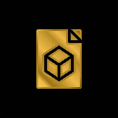 3d Dosya altın kaplama metalik simge veya logo vektörü