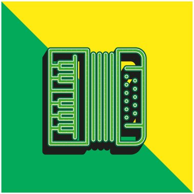 Akordeon Yeşil ve Sarı Modern 3D vektör simgesi logosu
