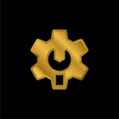Altın kaplama metalik simge veya logo vektörünü yönet