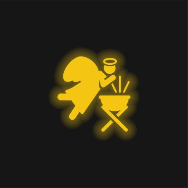 Angel yellow glowing neon icon clipart