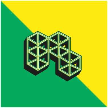 3d Küpler Yeşil ve Sarı Modern 3d vektör simgesi logosu