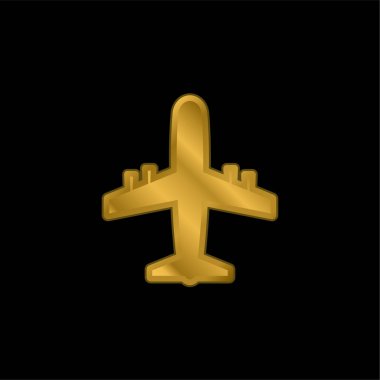 Uçak altın kaplama metalik simge veya logo vektörü