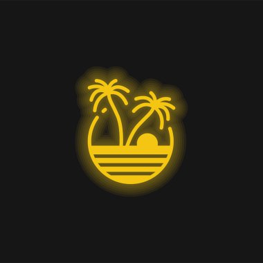 Beach yellow glowing neon icon clipart