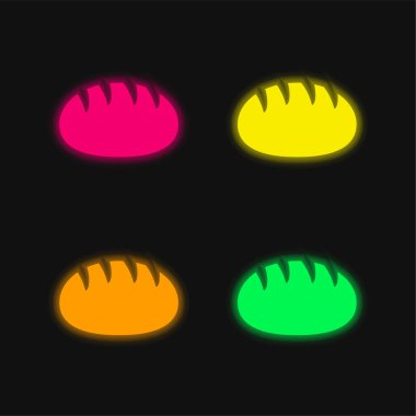 Ekmek dört renk parlayan neon vektör simgesi